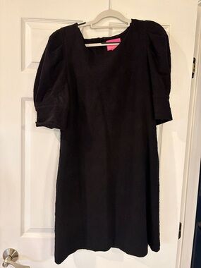 Lilly Pulitzer Black Puff-Sleeve Mini Shift Dress